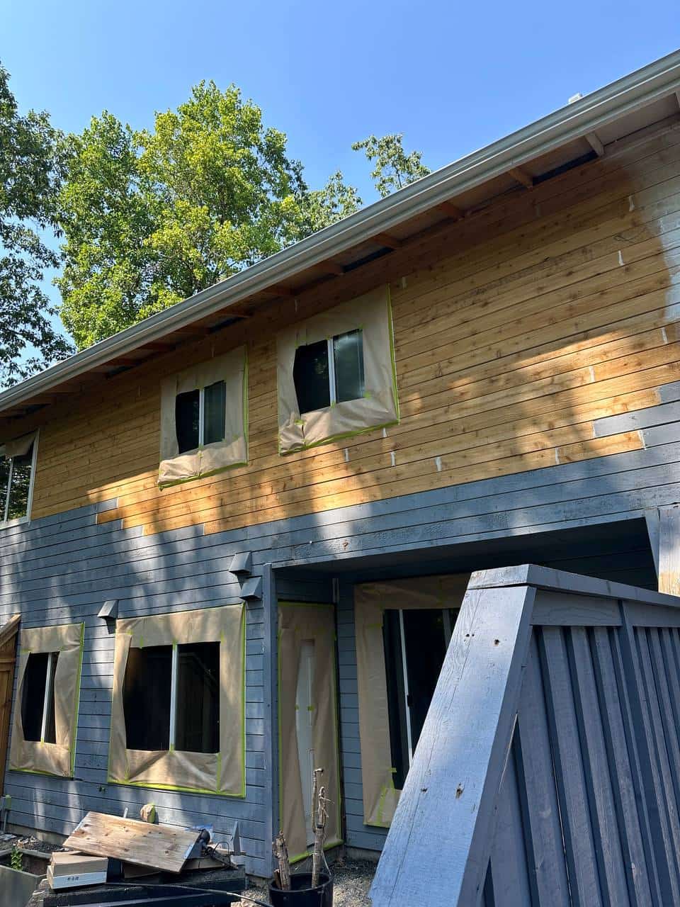 Fireplace and wall before repainting — light neutral finish